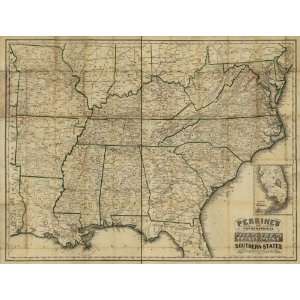  1863 Civil War map of Southern States