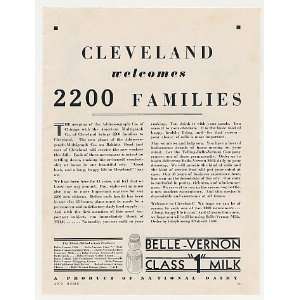 1931 Belle Vernon Milk Cleveland Addressograph Print Ad 
