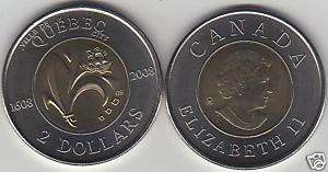 2008 Canada Two Dollar Quebec City Coin (Toonie).  