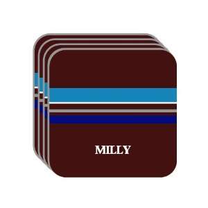 Personal Name Gift   MILLY Set of 4 Mini Mousepad Coasters (blue 