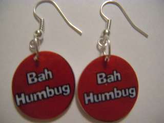 Bah Hum Bug earrings christmas carol jewelry scrooge  
