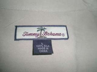 EXCELLENT RARE TOMMY BAHAMA EMBROIDERED HARLEY DAVIDSON TAN BROWN SILK 