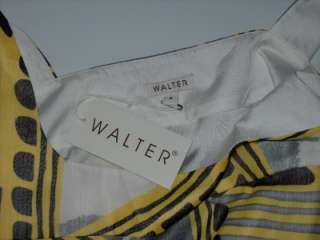 NWT Walter Baker Yellow / Grey Ethnic Print Chiffon Dress 6 $238 