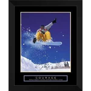   Motivational FRAMED Art 26x32 Courage   Snowboarder