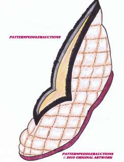 Vint QUILTED Ballet & Boot Slipper Fabric Pattern S XL  