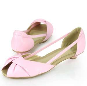 New Womens Ballet Flats Sandal Shoes Pink Open Toe 5 10  