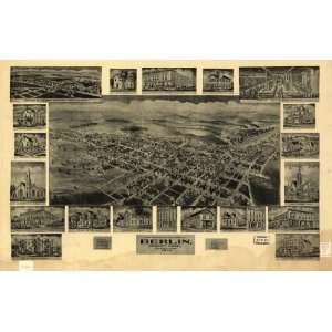 Historic Panoramic Map Berlin, Somerset County, Pennsylvania 1905 