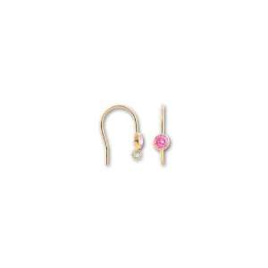   GF Earwire w/ 4mm Faceted Pink Cubic Zirconia Arts, Crafts & Sewing