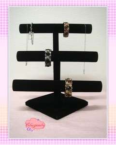 Black Velvet 3Tier T Bar Bangle ~Bracelet~Necklace Watch~Jewelry 