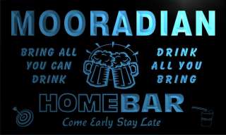 MOORADIAN Family Name Home Bar Beer Mug Cheers Neon Light Sign  