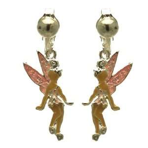 Tink Silver Peach Pink Fairy Clip On Earrings Jewelry