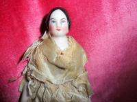 RARE ANTIQUE PINK TINT CHINA SHOULDER HEAD DOLL WITH JOINTED WOODEN 
