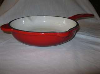 TIM LOVE COLLECTION 9 ENAMELED CAST IRON SKILLET~ RED~EXCELLENT~ TIM 