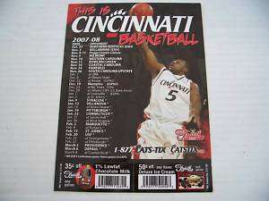 2007 08 Cincinnati Bear Cats Basketball Magnet Schedule  