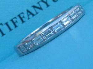 TIFFANY & CO. CHANNEL BAGUETTE BRIDAL PT950 PLATINUM DIAMOND RING BAND 
