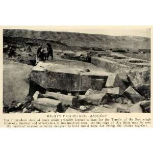  1929 Print Stone Slabs Temple of Sun Ruins Tiahuanaco 