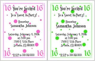 SWEET 16 Sixteen Birthday Party Custom Invitations  