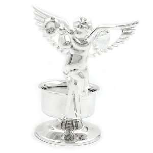  CANDLE HOLDER, CHERUB, SILVER PLATED, NEW