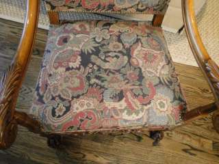   King Arm Chair Needlepoint~Carved Throne~ Handsome~Master Chair  