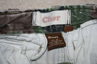 CHOR Boys Cargo Jeans Pants Sz 12 Camo Drawstring 25 x 22 Distressed 