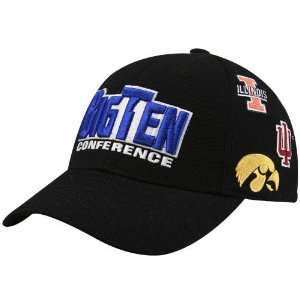 Top of the World Black Big Ten Conference All Over Adjustable Hat 