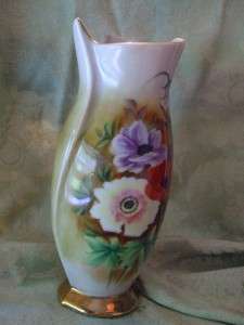 Vintage Hand Painted Poppy Vase Gold Gilt Vase Japan EX  