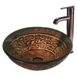  Vigo Copper Mosaic Glass Vessel Sink and Faucet Set