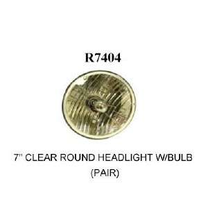 Racing Power R7404 7in Clear Round Headlight w/Bulb (Pair)
