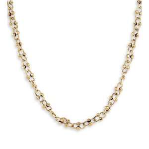  New 14k Solid Gold Bead Open Link Chain Necklace Jewelry