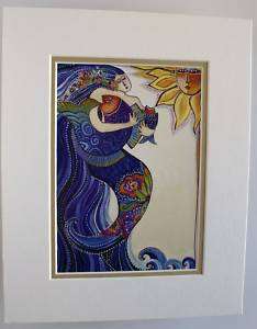Ocean Song by Laurel Burch Abstract Print Matted  