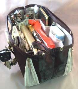 Purse Bag Handbag Tote Large Organizer Insert Black Gray Zippers Gift 