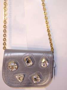 bebe SEXY LEATHER LONG CHAIN CRYSTAL SMALL CLUTCH PURSE NWT (LAST ONE 