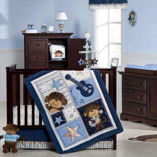Blue Guitar Monkey Rock Star Baby Boy 4pc Crib Bedding Set   Music 