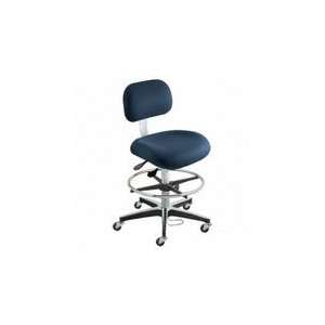   Navy Blue ESD Cloth Chair, Aluminum Base, Footring