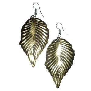  Leaf Earrings   Metal Leaves   Rusty Gold Color 