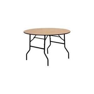  48 Round Wood Folding Banquet Table with Clear Coated 