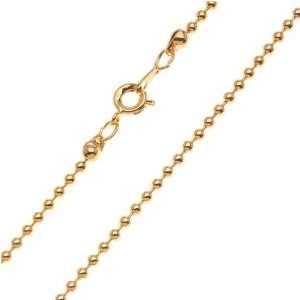  22K Gold Plated 2mm Ball Chain Necklace With Clasp   18 