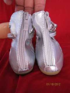 SILVER FLAT SHOES with Ankle Strap GIRLS US YOUTH SIZE 9 4  