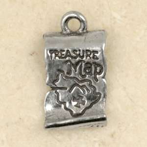 PIRATE TREASURE MAP Sterling Silver Plated Pewter Charm  
