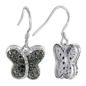  Sterling Silver Clear and Black Cubic Zirconia Frech Hook Findings 