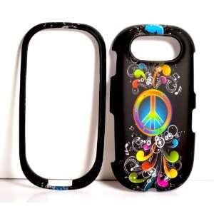  Rainbow Wave Peace Sign on Black Rubberized Snap on Cover 