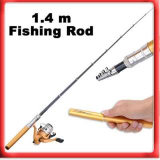 Max 4.9 FT 55 Inch Mini pen fishing rod gold reel line gift set  