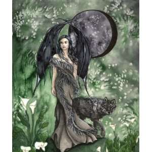 Lily Wolf Dark Fairy Ceramic Wall Tile By Jacqueline Collen Tarrolly 