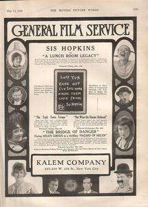 Sis Hopkins A Lunch Room Legacy/Helen Gibson Bridge Of Danger 1916 Ad 