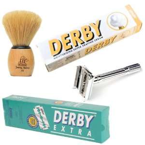 Shaving Factory Hand Made Shaving Brush (XS size), Derby Shaving Cream 
