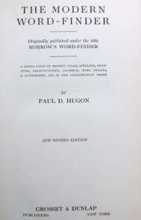 MODERN WORD FINDER HUGON 1934 HC/DJ  