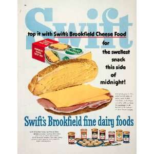 1952 Ad Swifts Brookfield Cheese Old York Bacon Olive Pimiento Bleu 