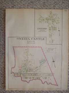 ONEIDA CASTLE KNOXBORO NEW YORK ANTIQUE HANDCOLR MAP NR  
