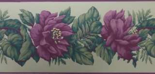 Flower Wallpaper Border Violet Purple Green Leaf Classy  
