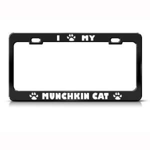 Munchkin Cat Black Animal Metal license plate frame Tag Holder